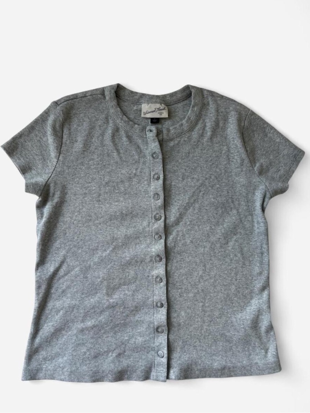 Universal Thread Light Gray Ribbed Crewneck Sweater